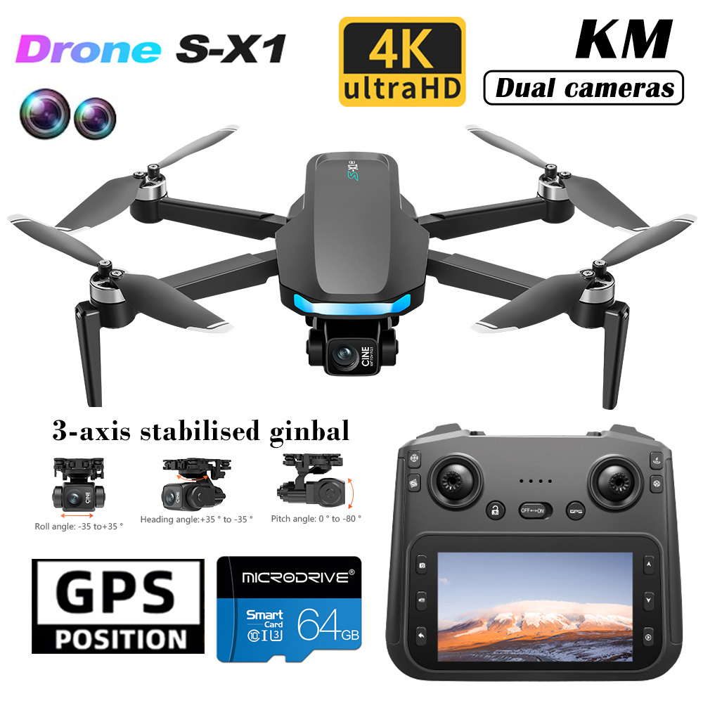 Drone X1 Rc - S-X1 Ekranlı Yeni Drone 3 Eksenli